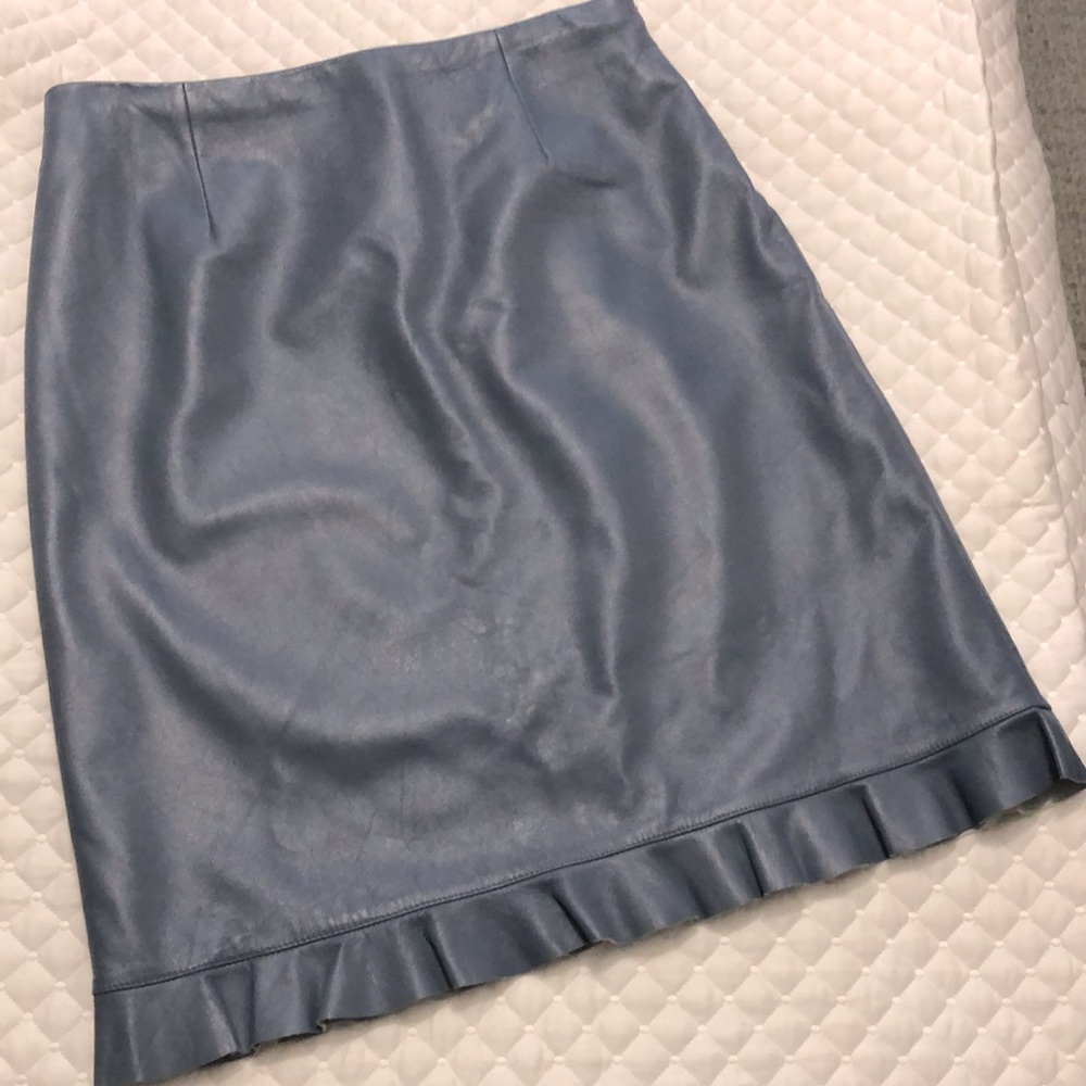 JON  blue/gray leather skirt
